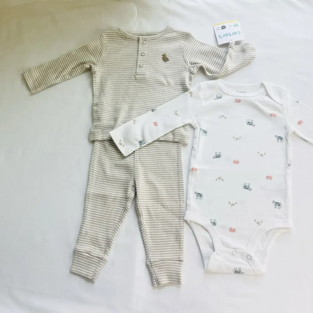 Carter's Baby Boys 3-Piece Bodysuit & Pants Long Sleeves Outfit Set For 6-Month‎